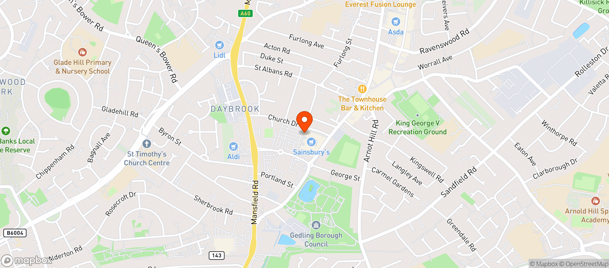 Map showing Sainsburys Arnold