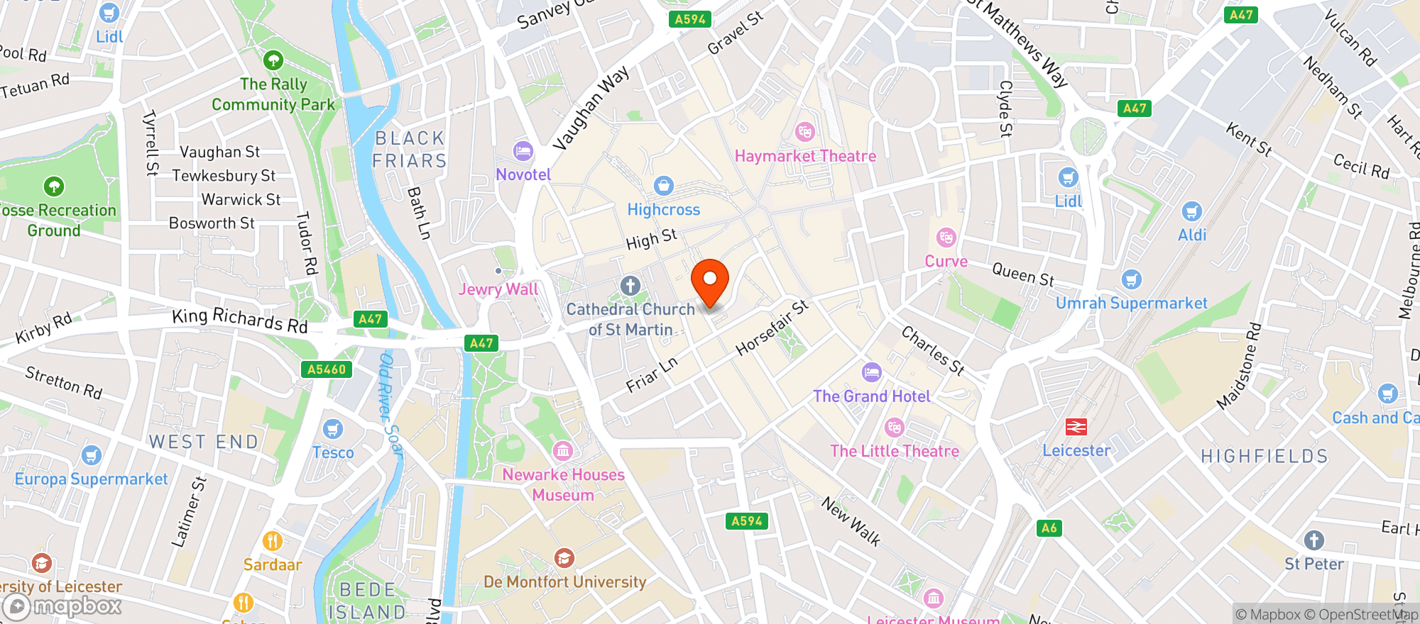 Map showing Sommar Leicester