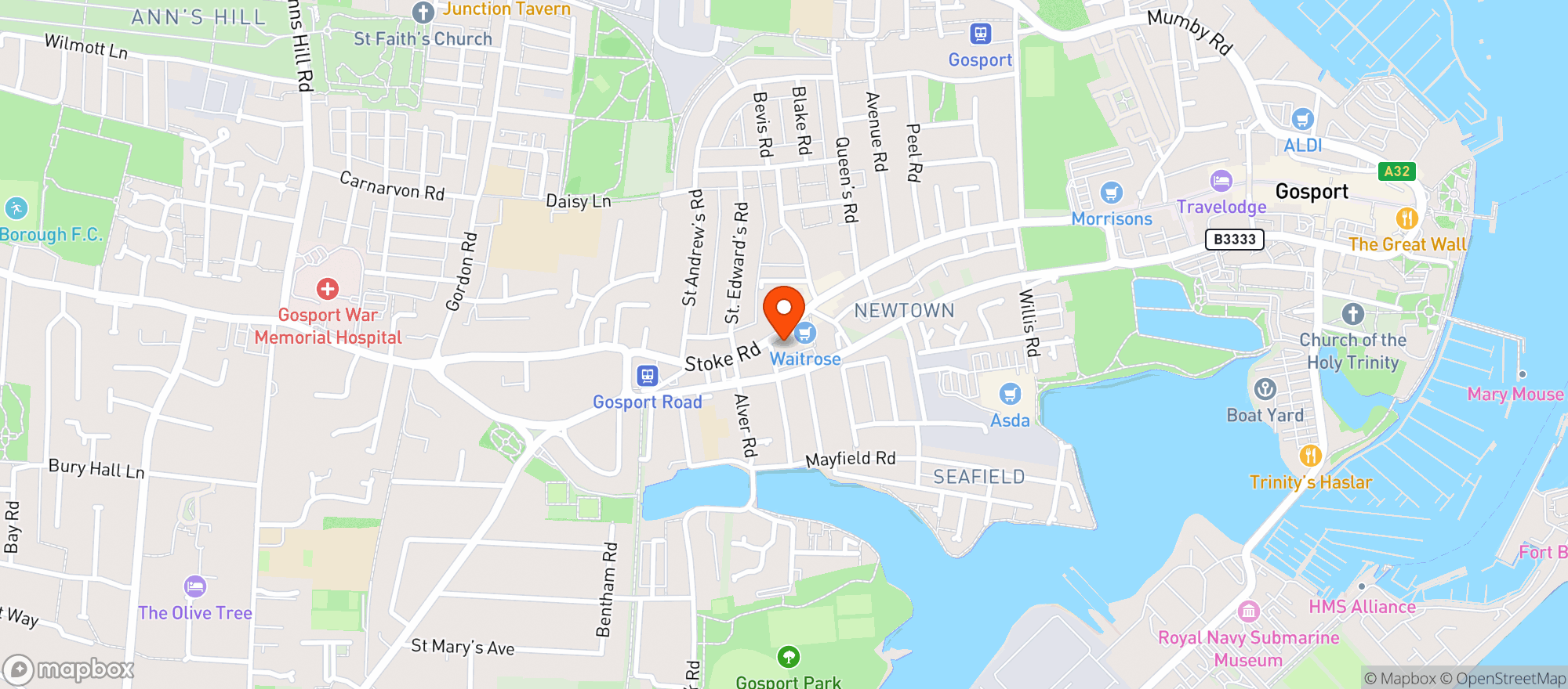 Map showing Waitrose Gosport