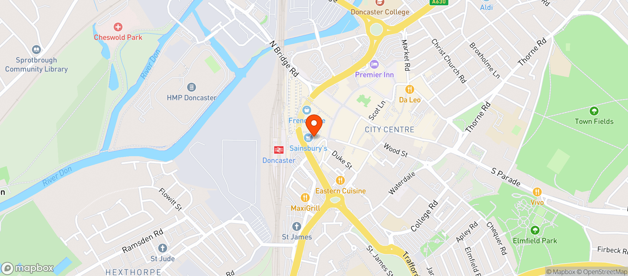 Map showing Sainsburys Doncaster