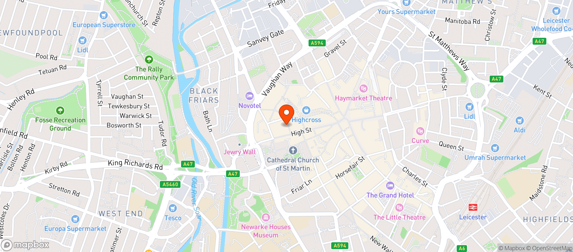 Map showing Bill's Leicester Restaurant