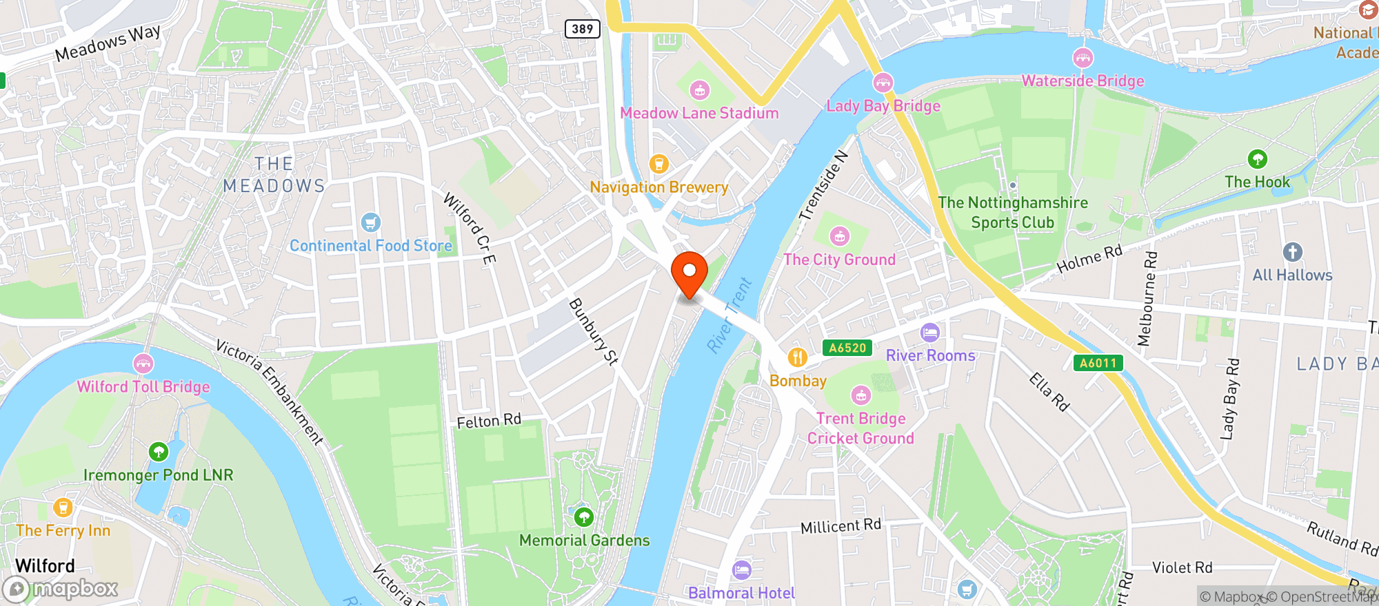 Map showing Brewhouse & Kitchen - Nottingham