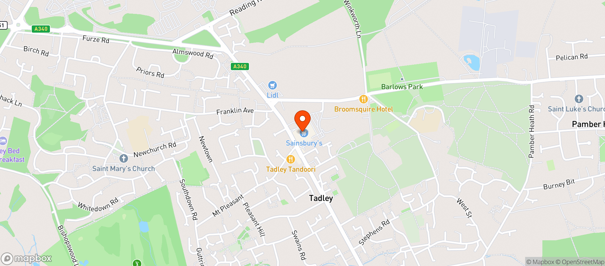 Map showing Sainsburys Tadley