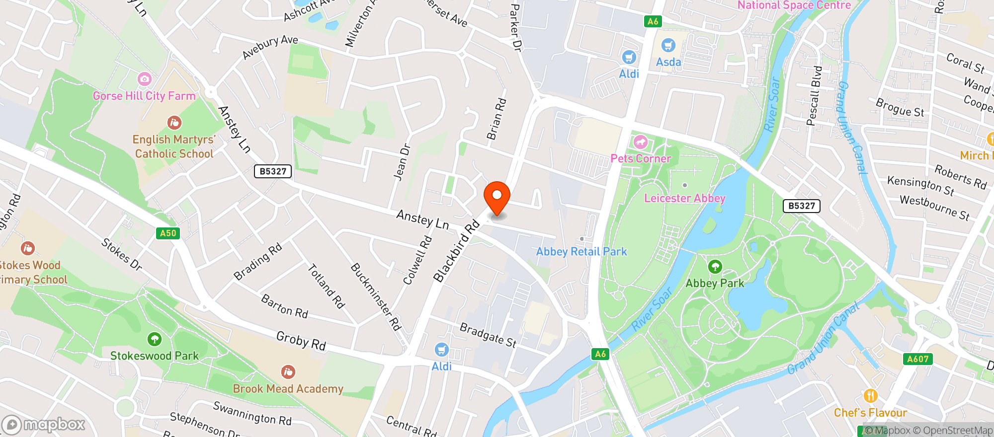 Map showing Blackbird Hotel