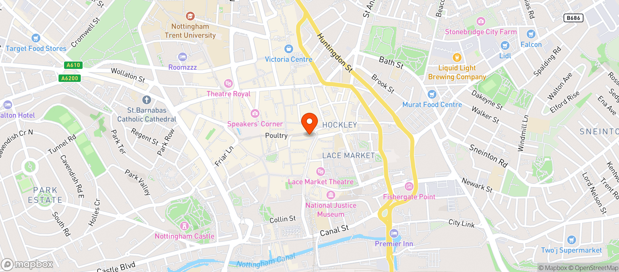 Map showing Be At One Nottingham