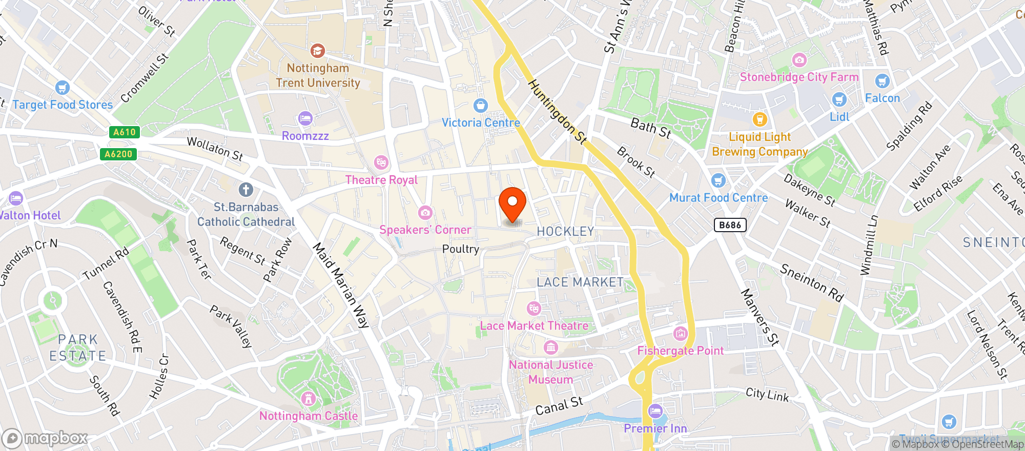 Map showing The Bodega