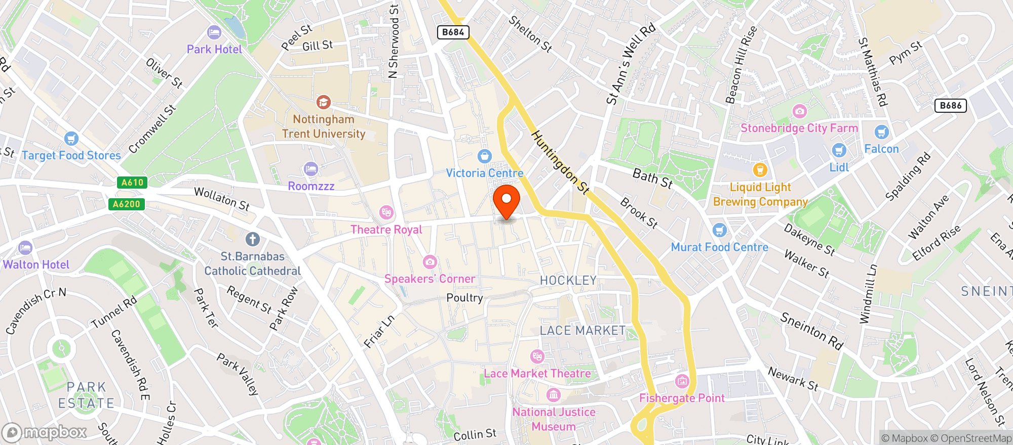 Map showing Old Dog & Partridge (nottingham)