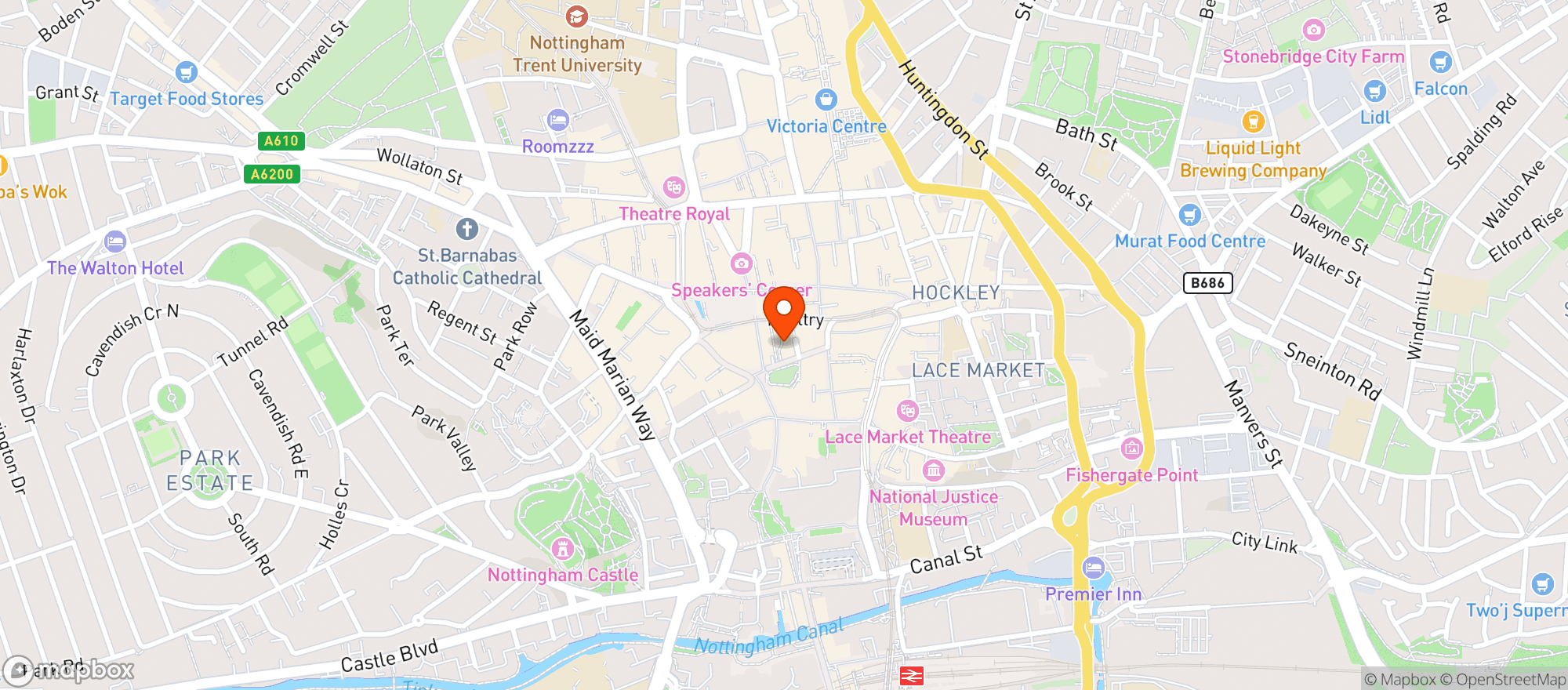 Map showing The Cheese Shop Nottingham