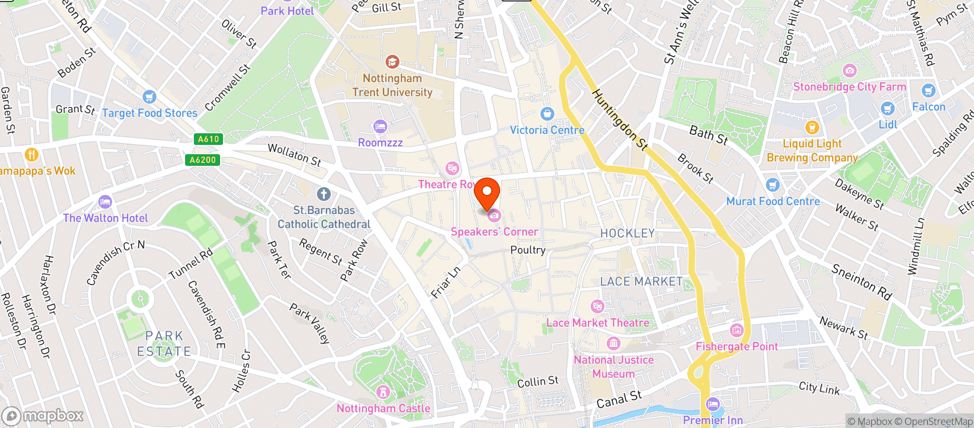 Map showing Bill's Nottingham Restaurant