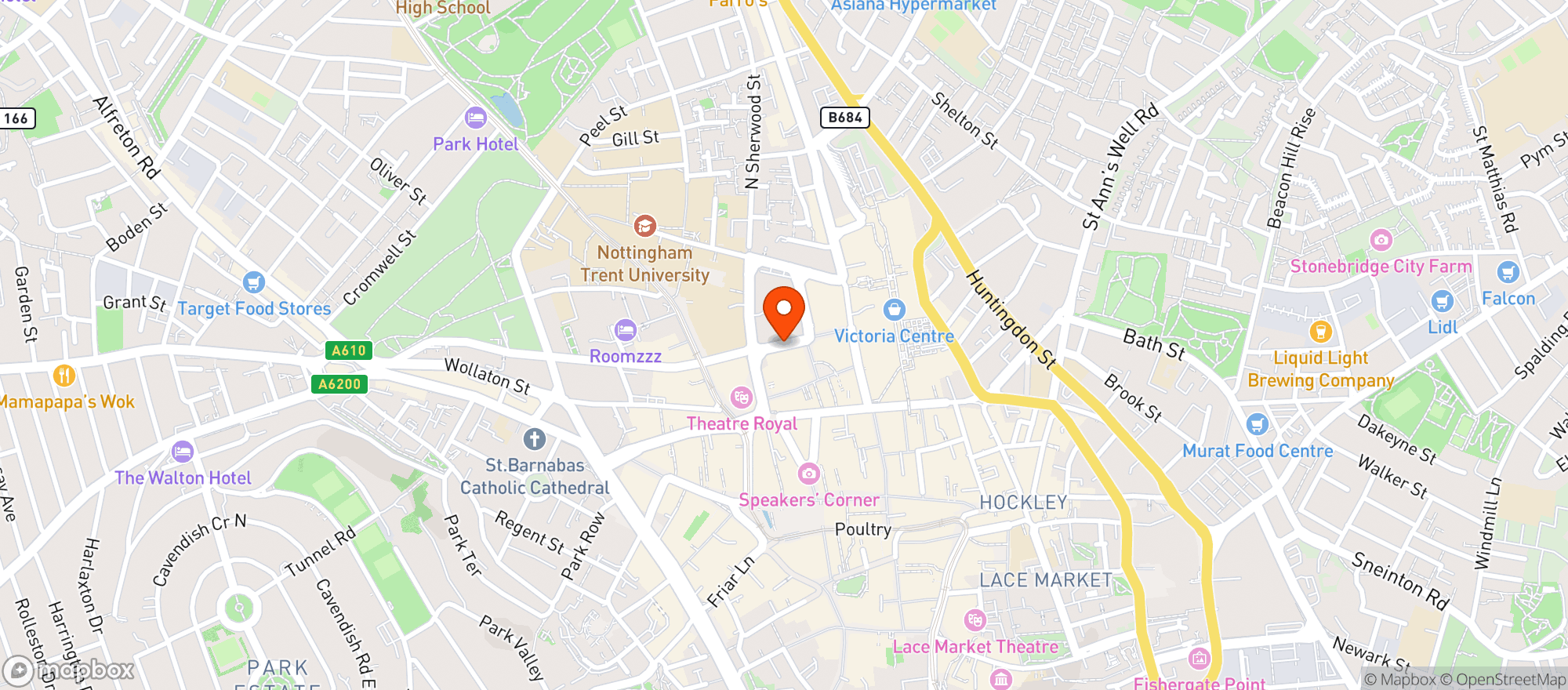 Map showing Roxy Nottingham: The Cornerstone