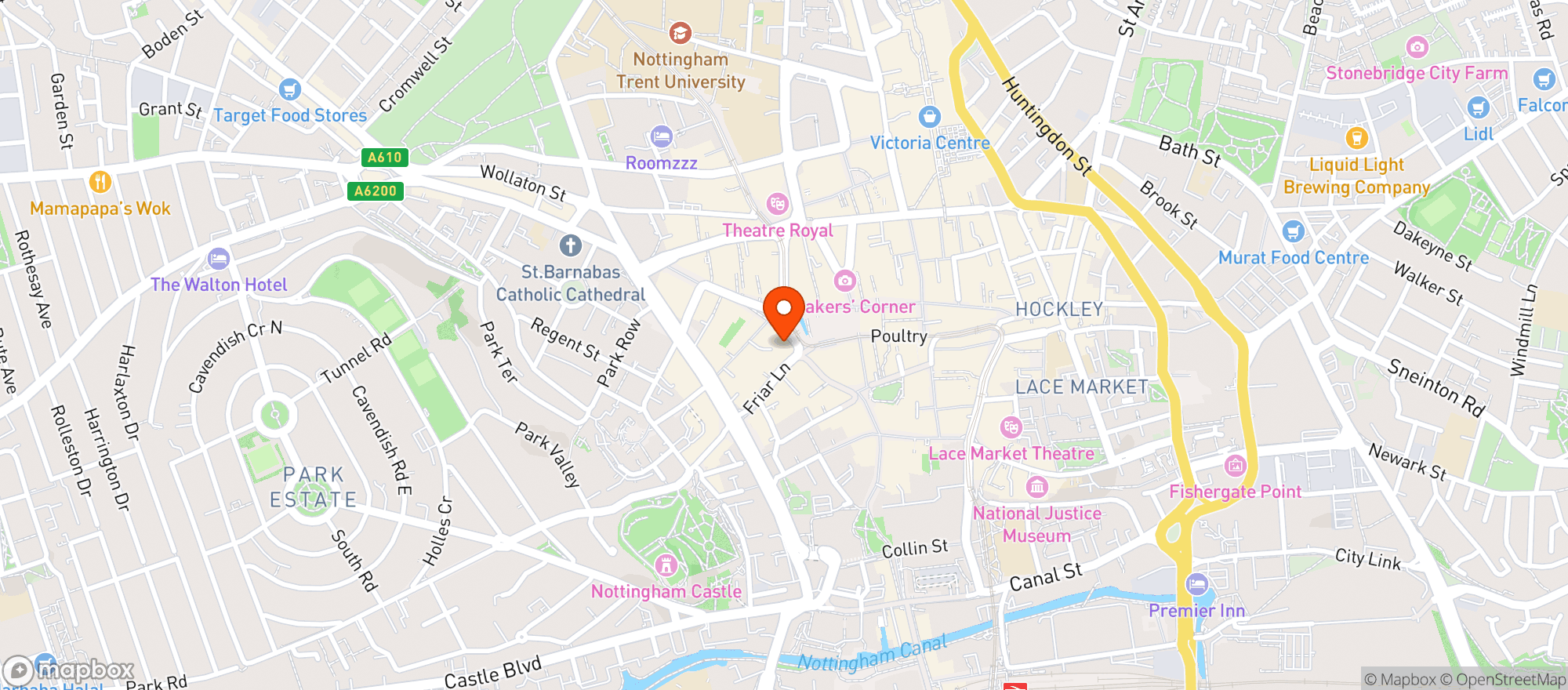 Map showing O'neill's Nottingham