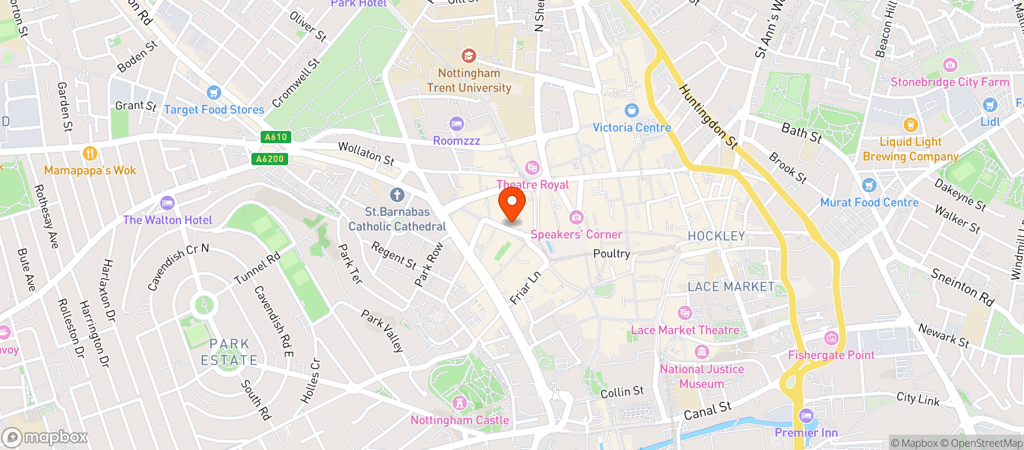 Map showing Katie O'brien's Irish Tavern Nottingham