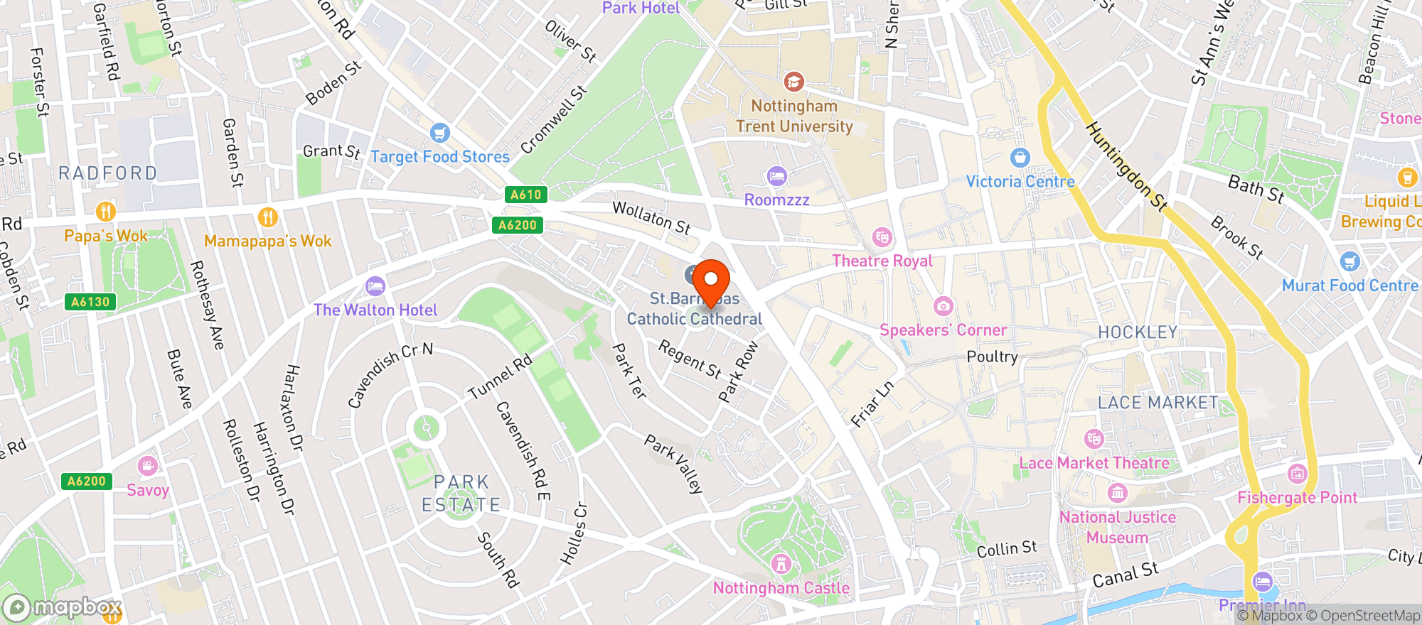 Map showing Nottingham Playhouse