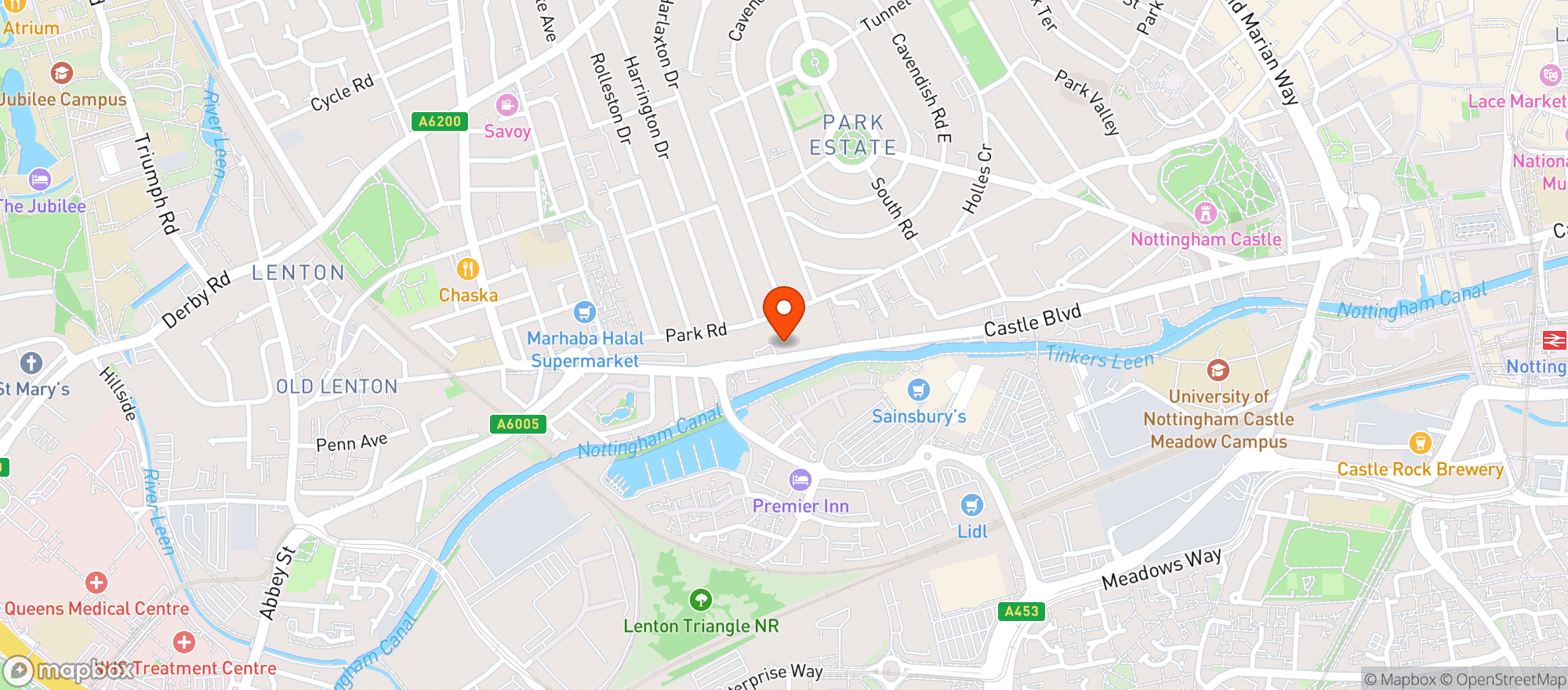 Map showing Majestic Nottingham