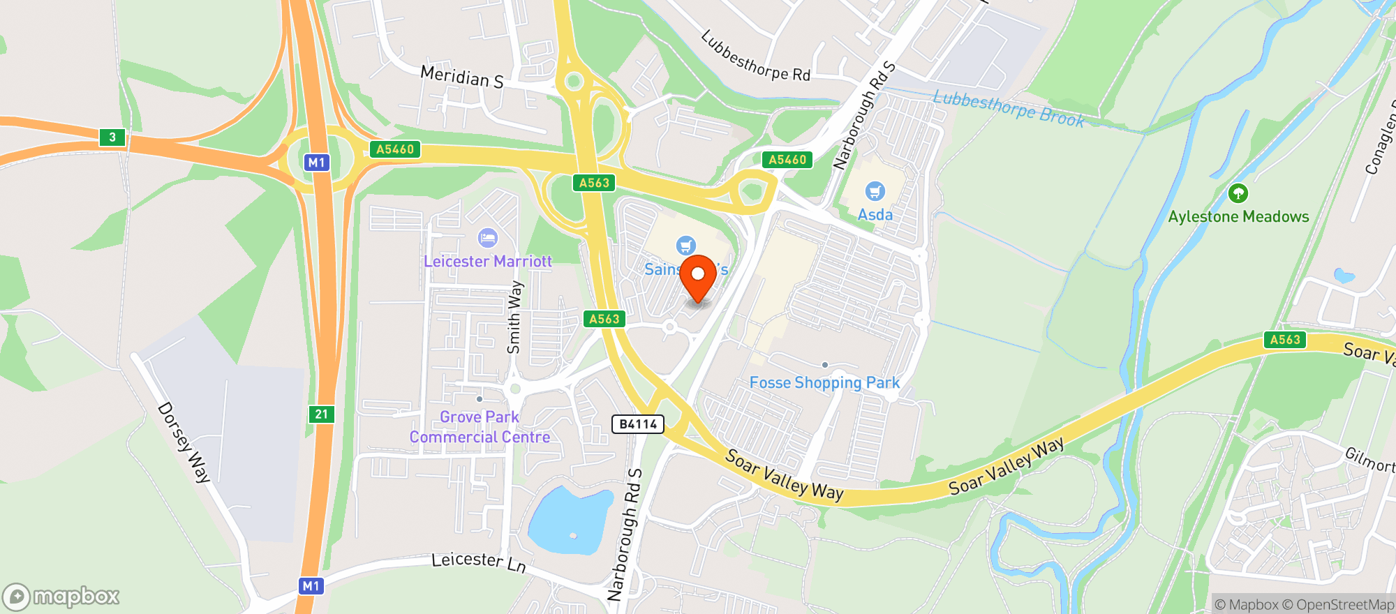 Map showing M&s