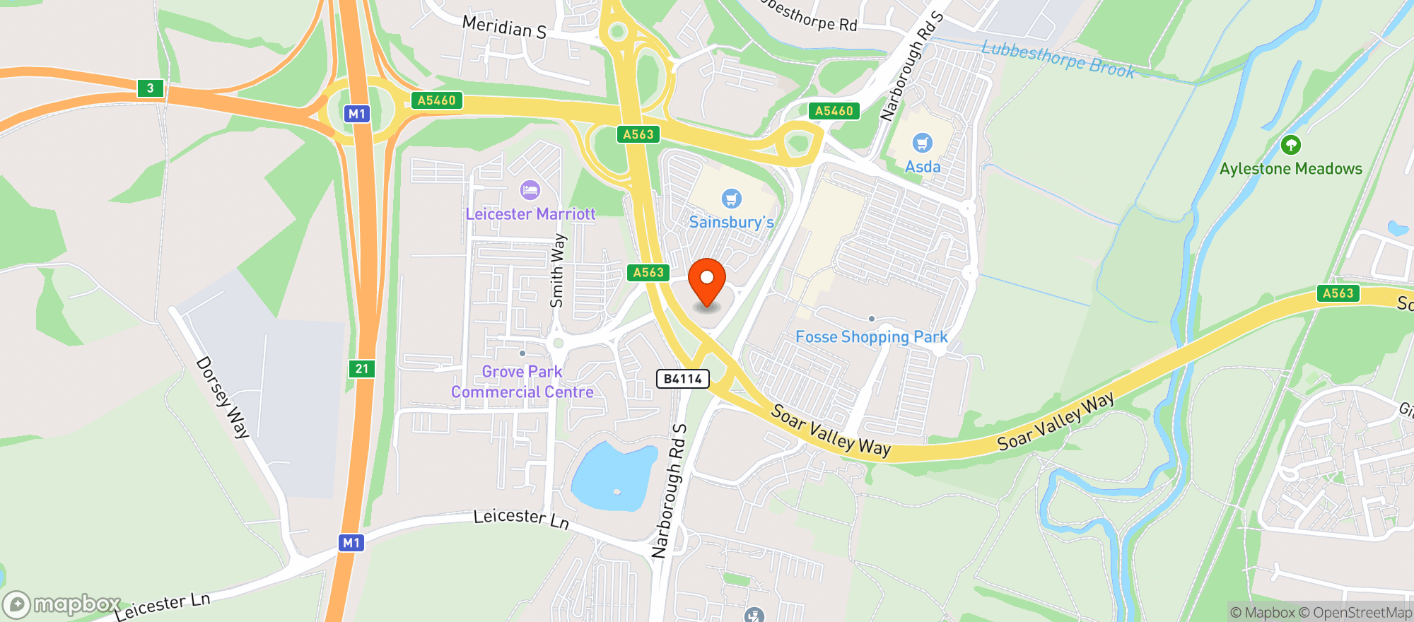 Map showing Sainsbury's Fosse Park