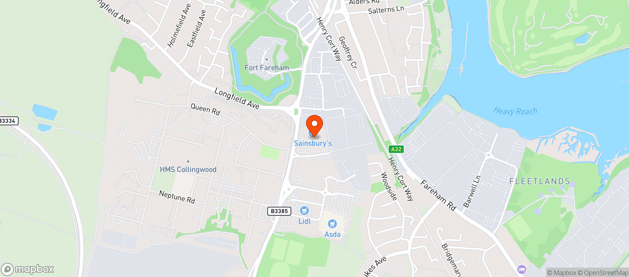 Map showing Sainsburys Fareham