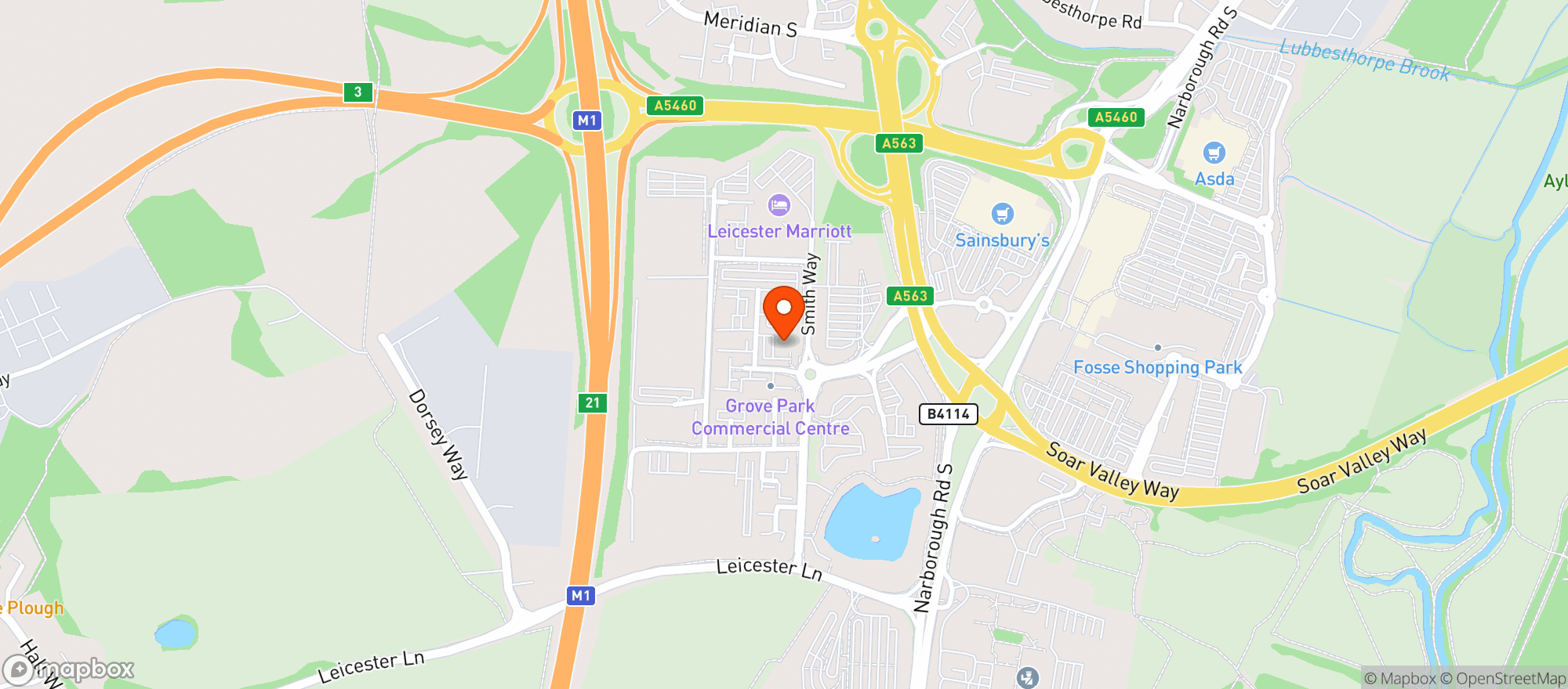 Map showing Grove Farm - Dining & Carvery