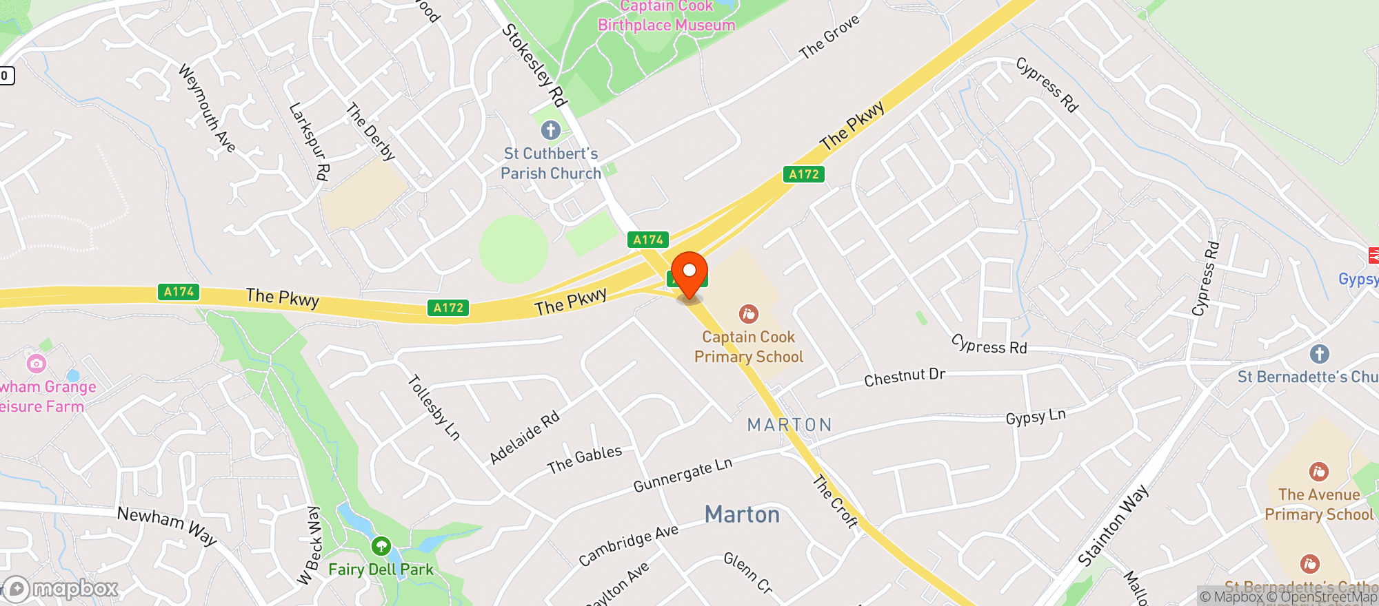 Map showing Toby Carvery - Marton