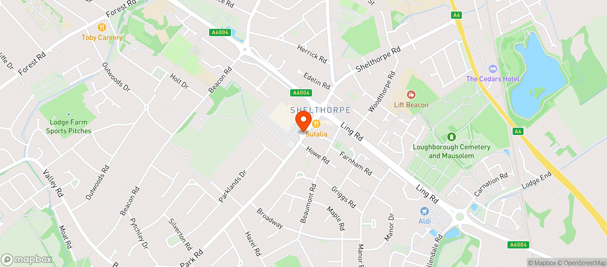 Map showing Tesco Extra Loughborough
