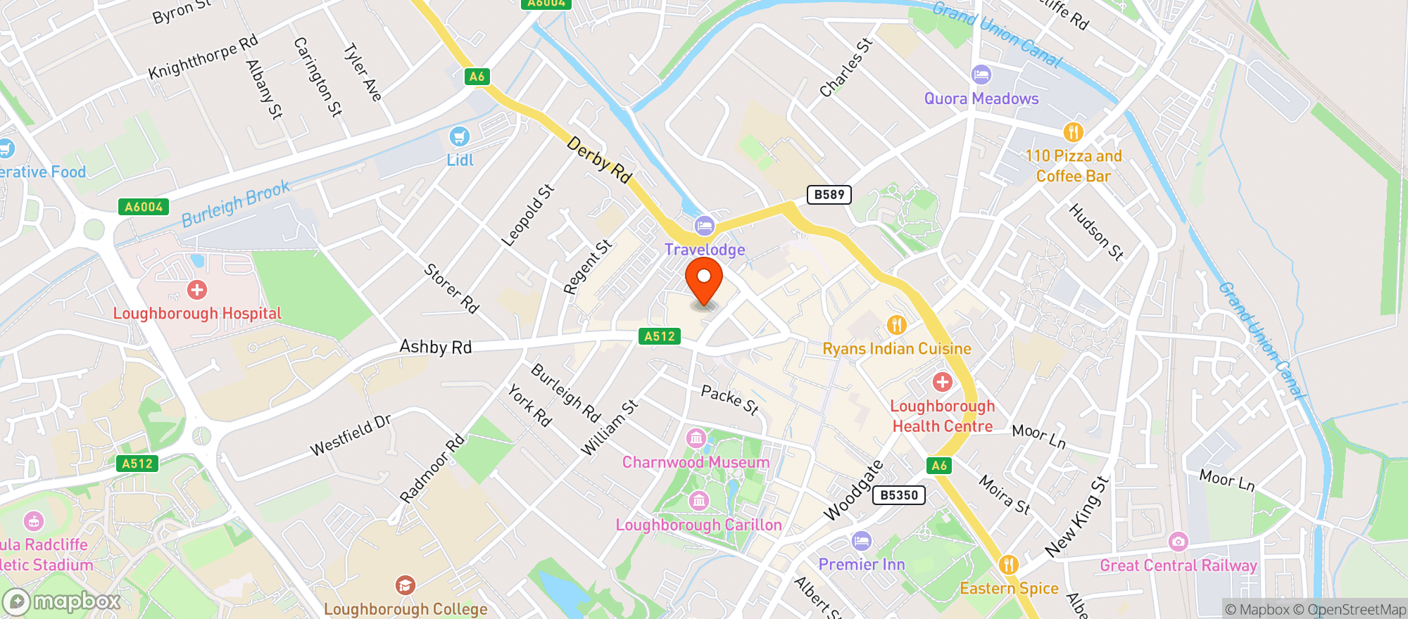 Map showing Sainsburys Loughborough