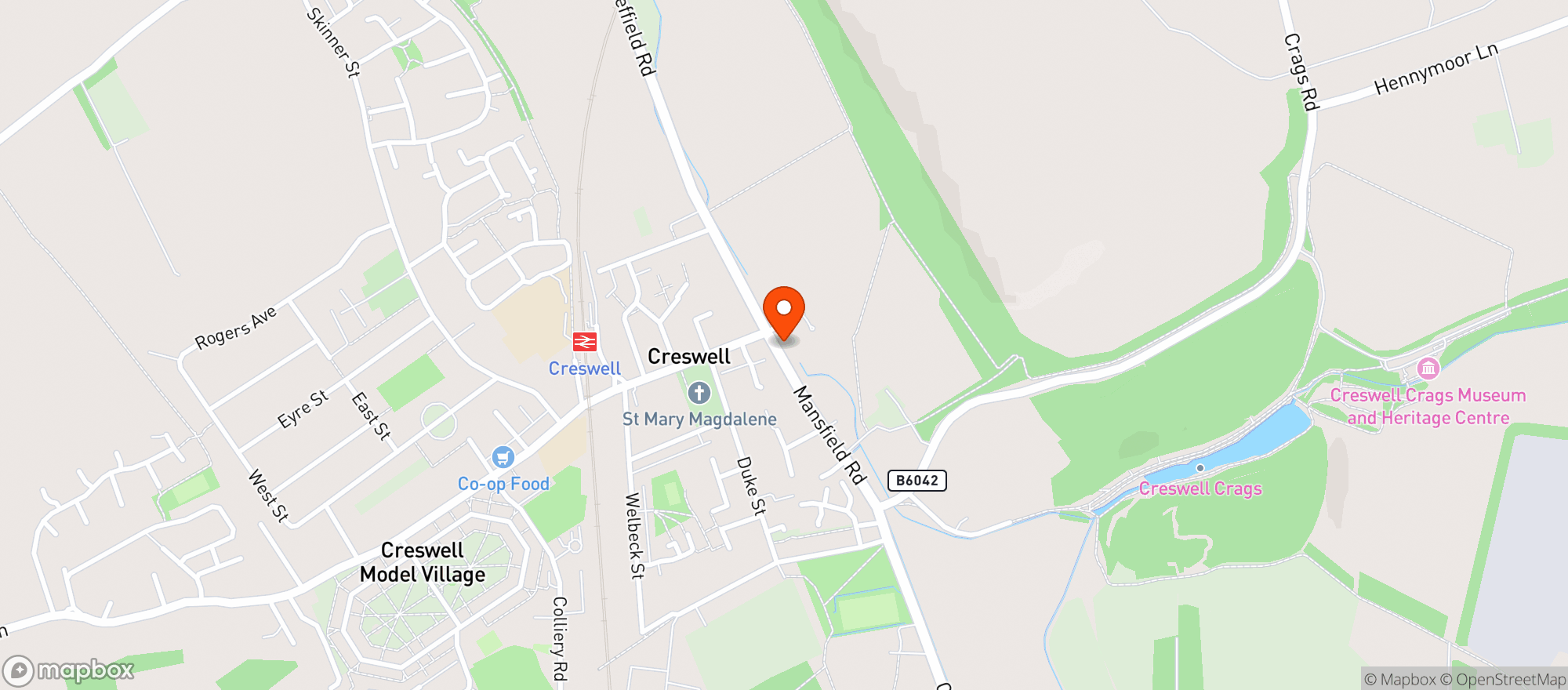 Map showing Welbeck Farm Shop