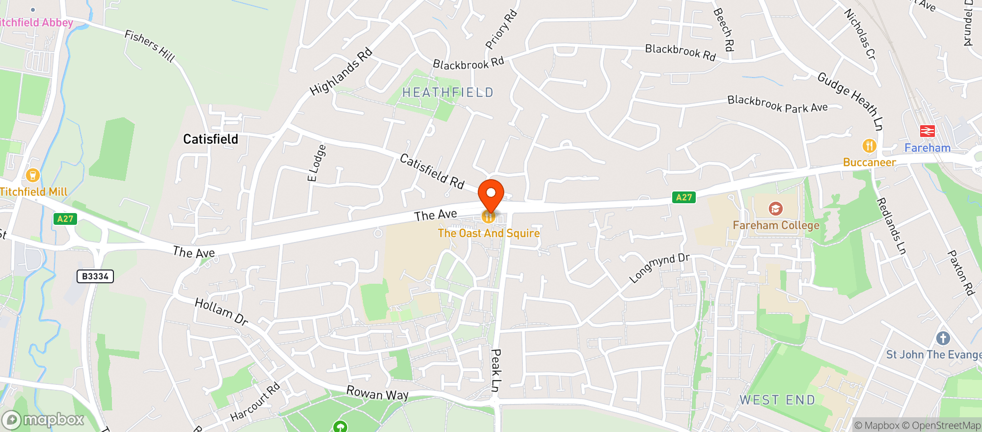 Map showing Oast & Squire Beefeater