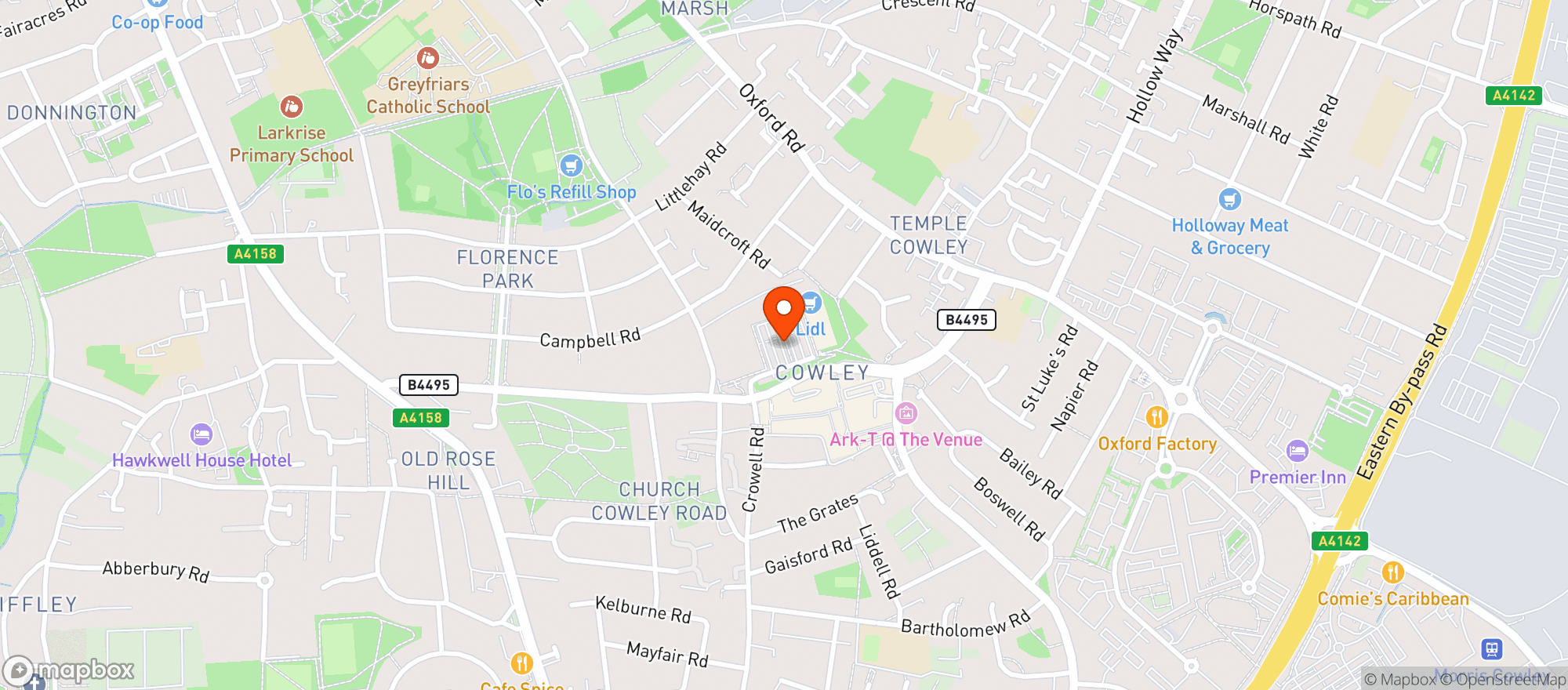 Map showing Sainsburys Cowley