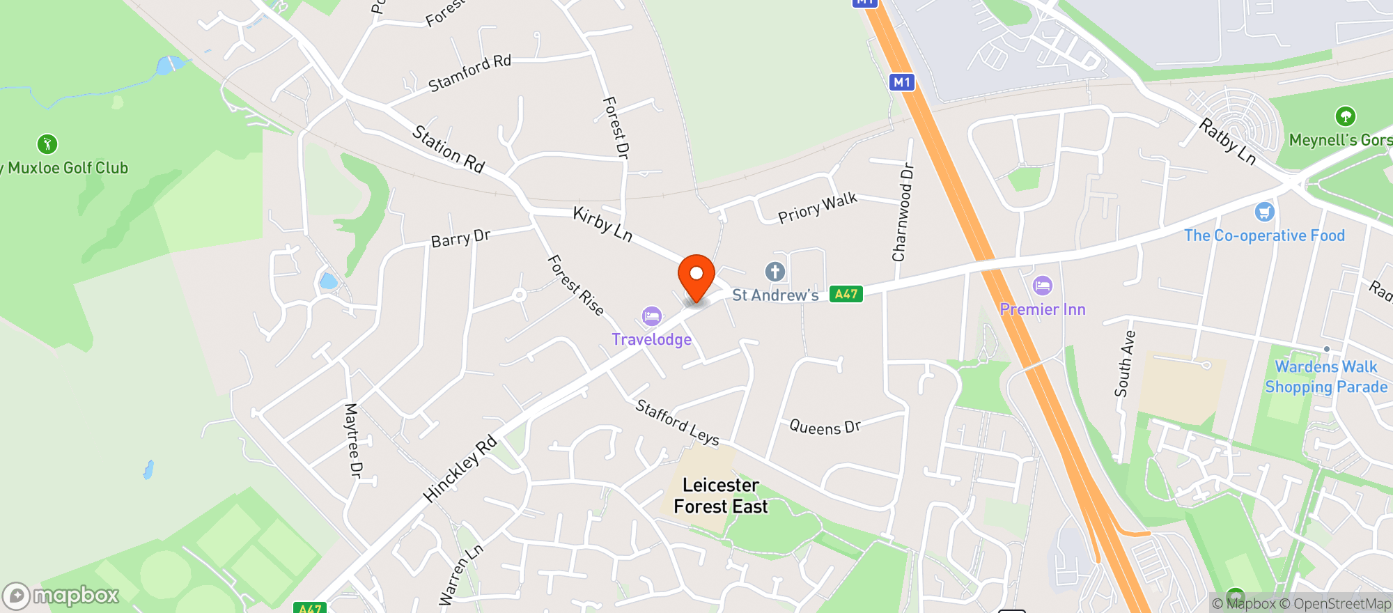 Map showing The Red Cow