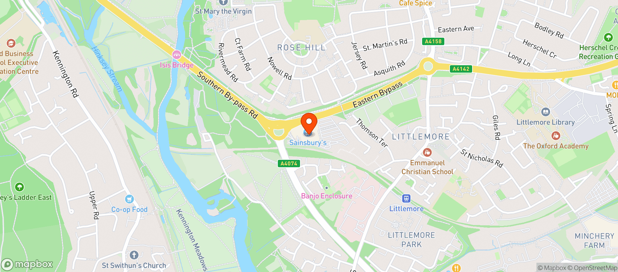 Map showing Sainsburys Heyford Hill