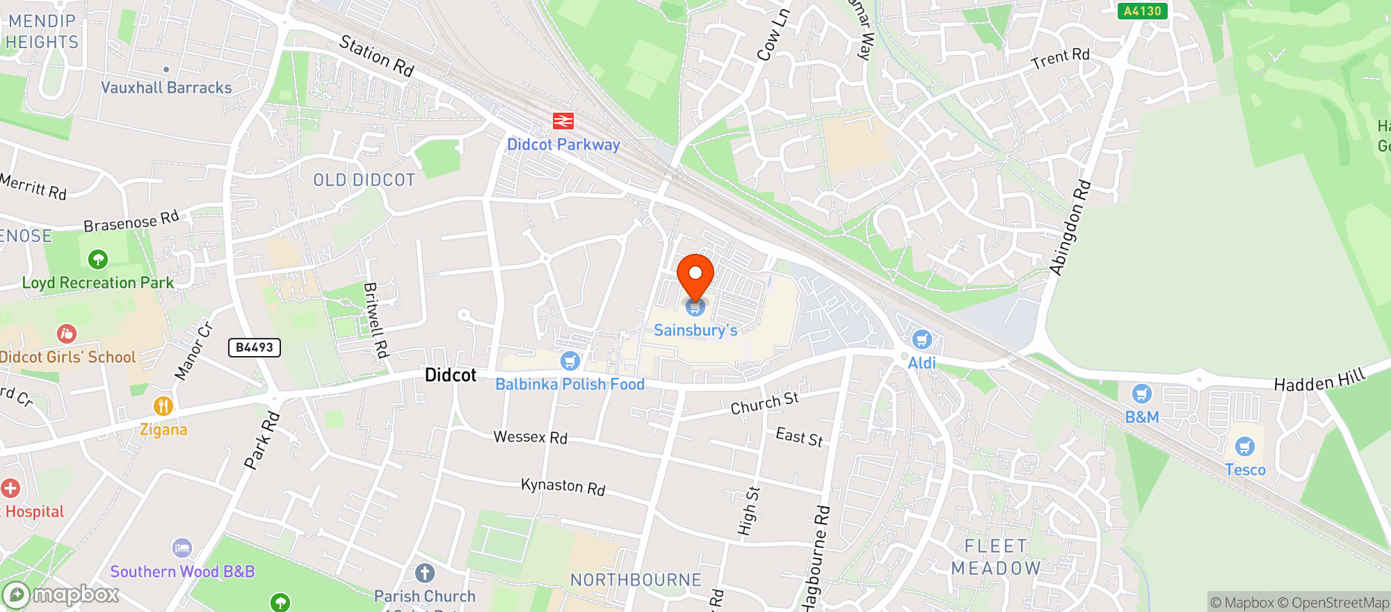Map showing Sainsburys Didcot
