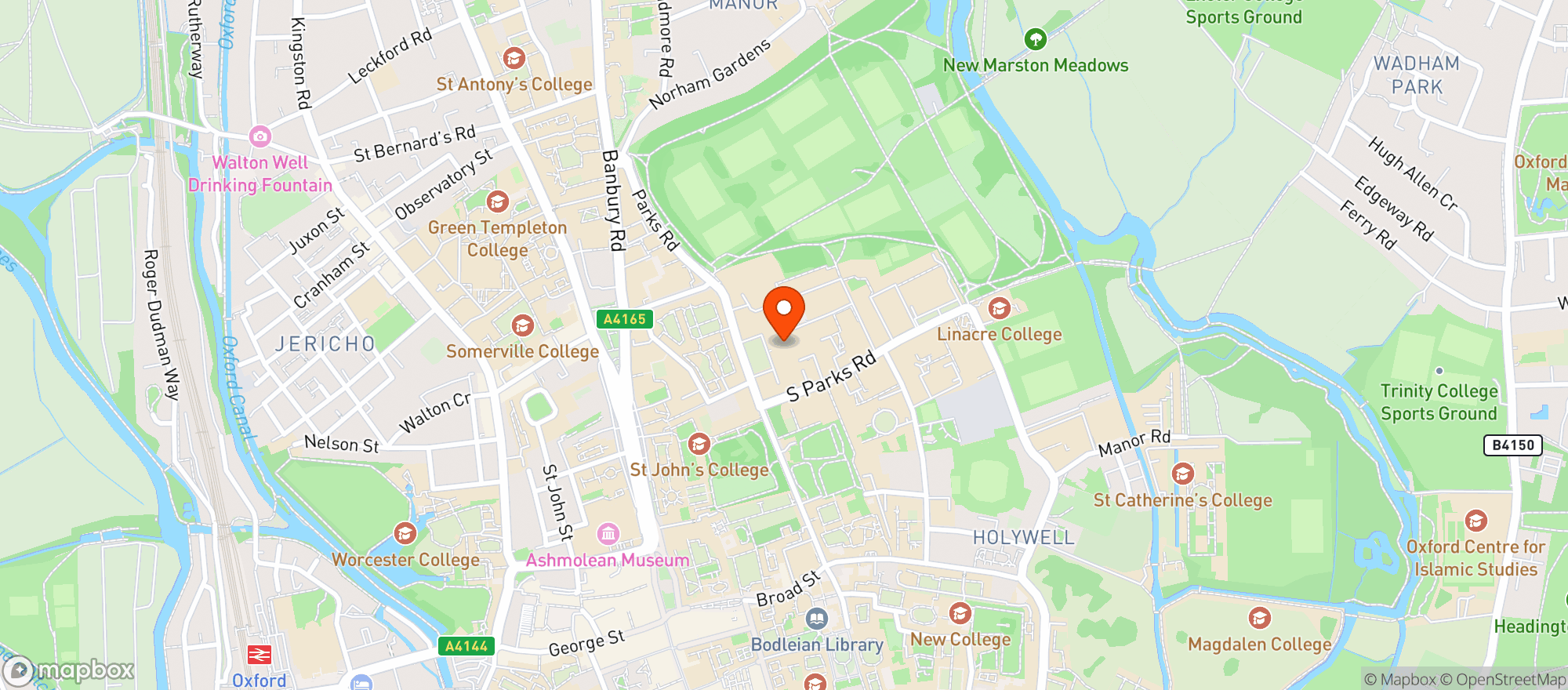 Map showing Oxford University Museum Of Natural History
