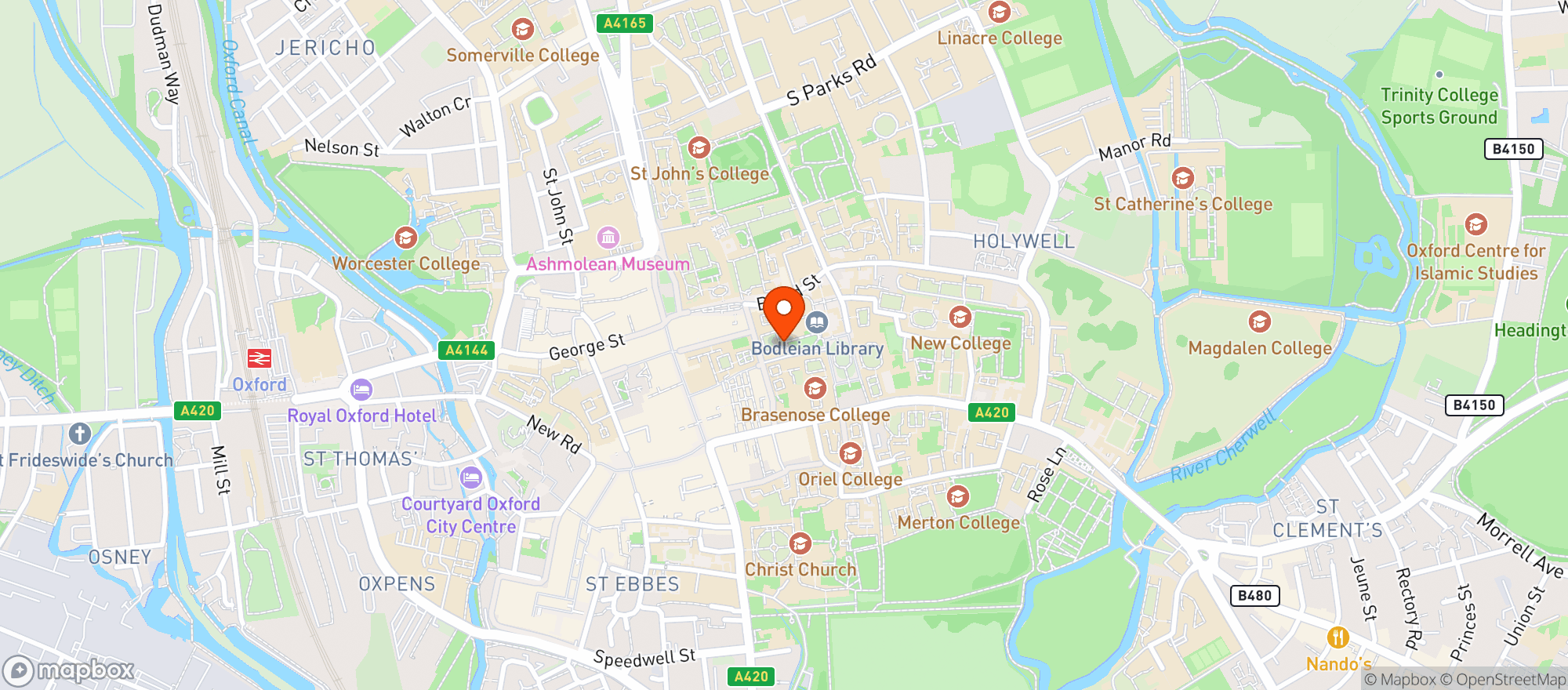 Map showing Exeter College