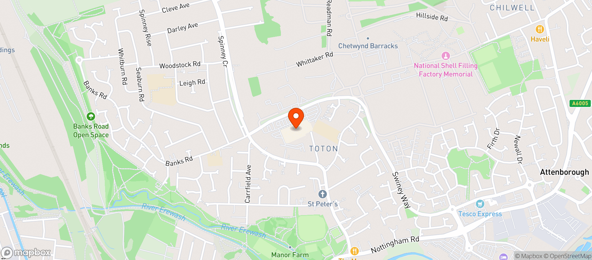 Map showing Tesco Extra