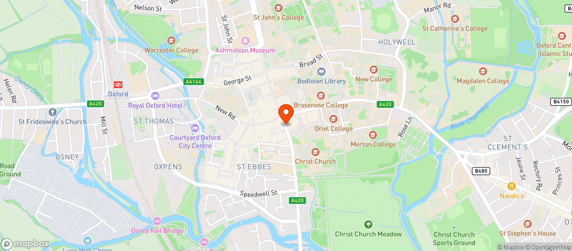 Map showing Oxford Town Hall