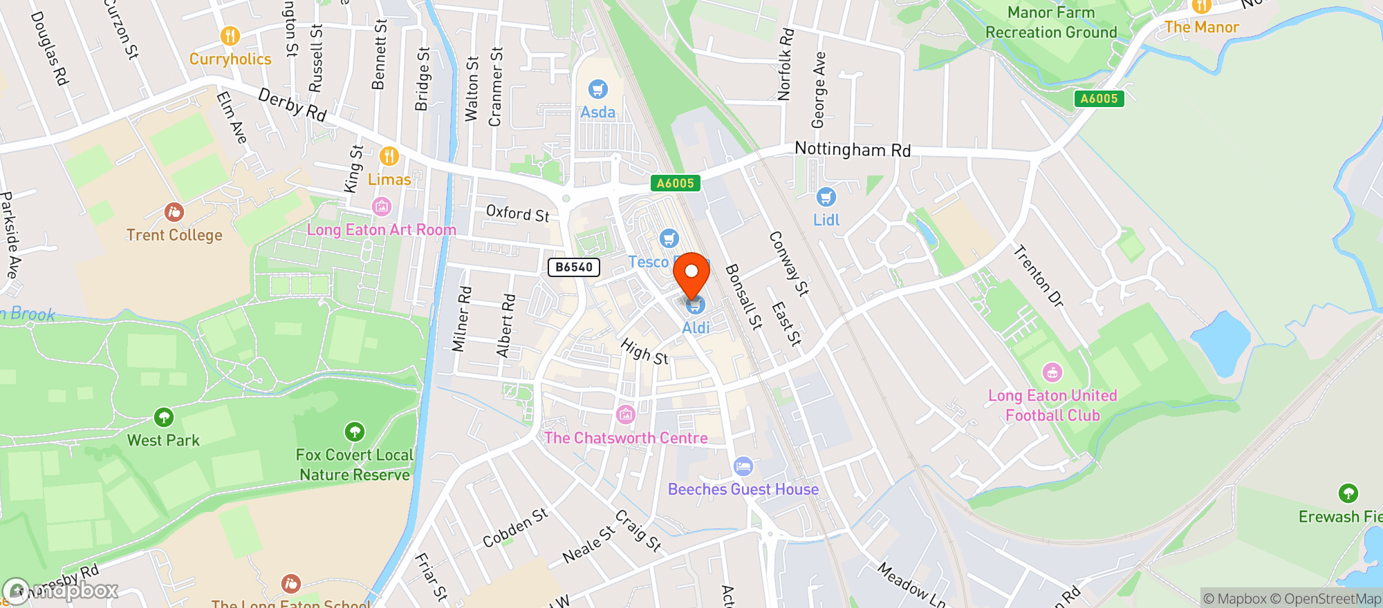 Map showing Aldi