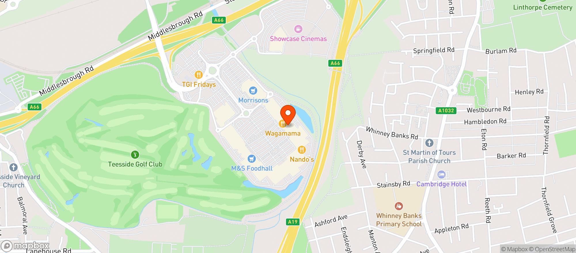 Map showing M&s
