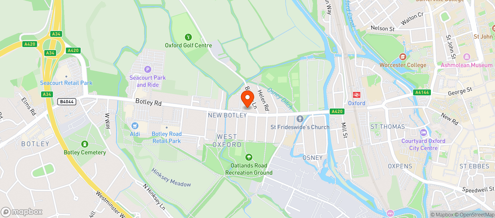 Map showing Waitrose Oxford Botley Road