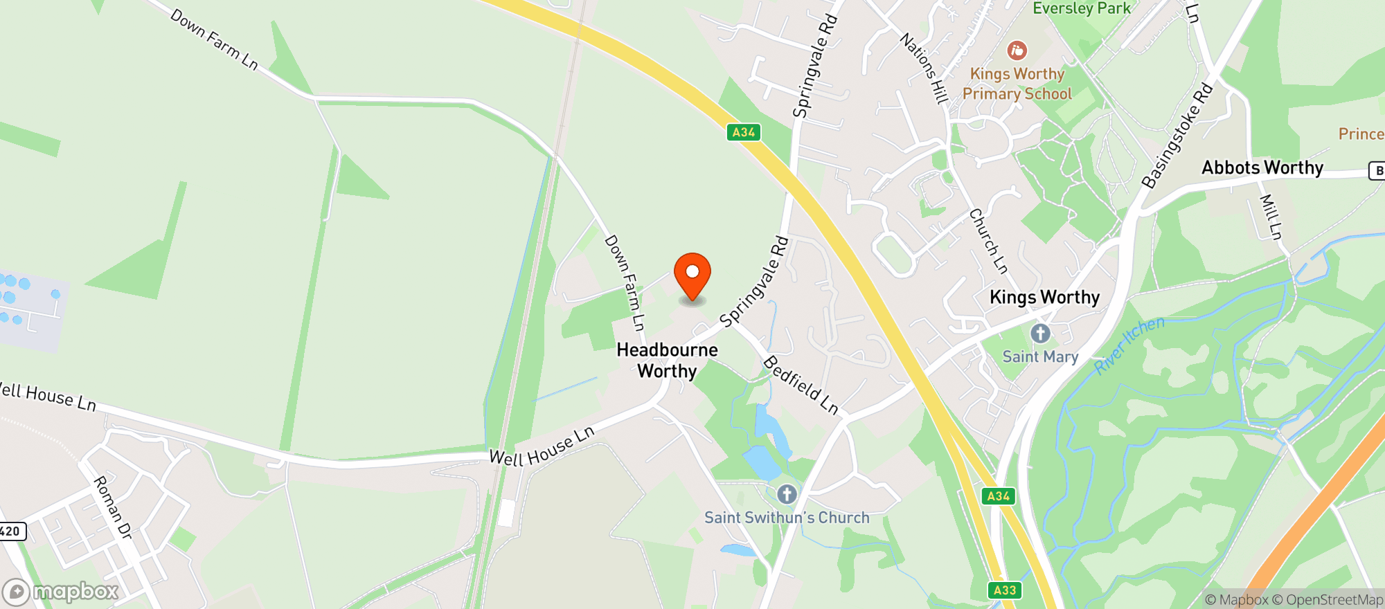Map showing Cobbs Winchester