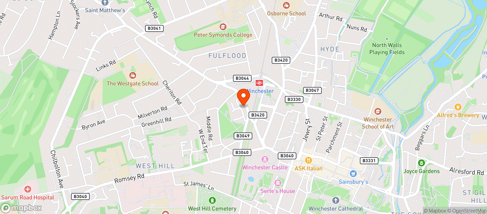 Map showing Waitrose Winchester