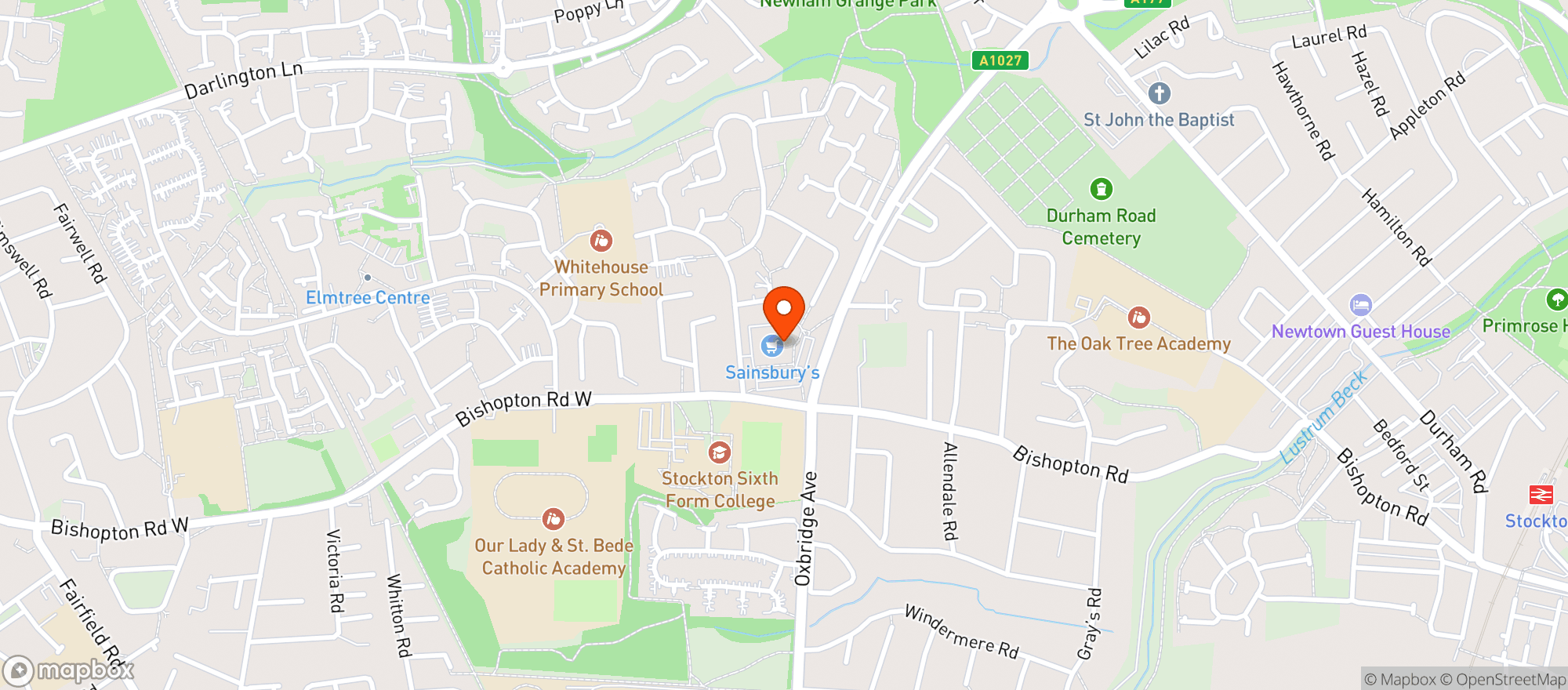 Map showing Sainsburys Whitehouse Farm