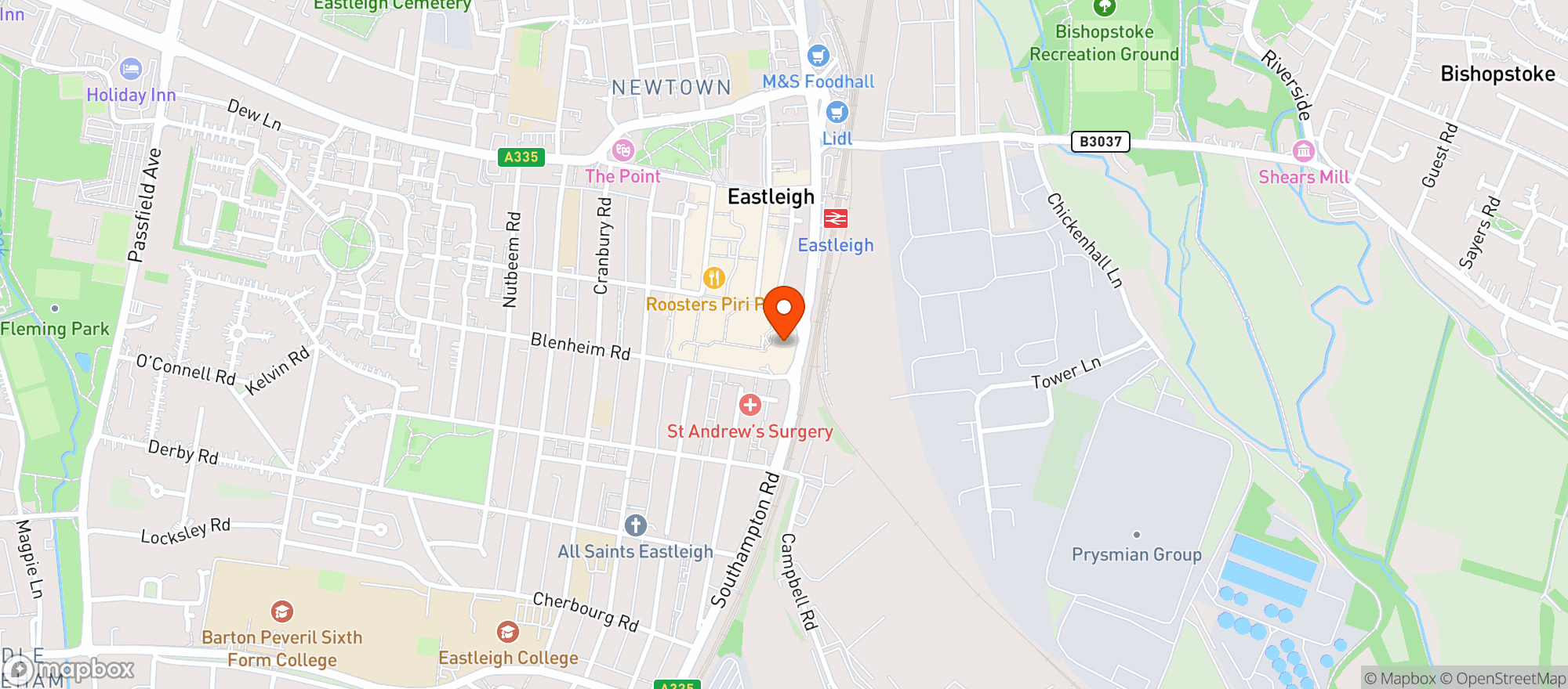 Map showing Harvester - Swan Centre