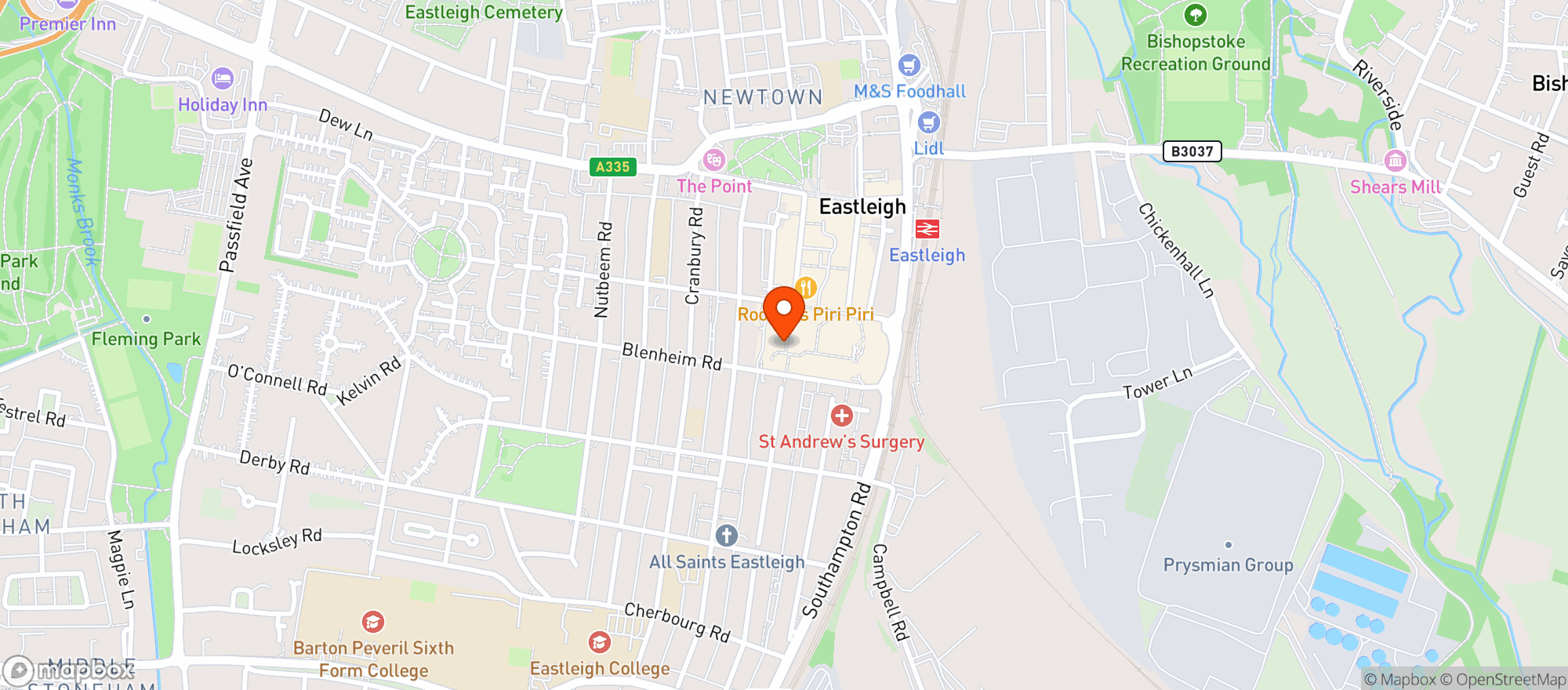 Map showing M&s