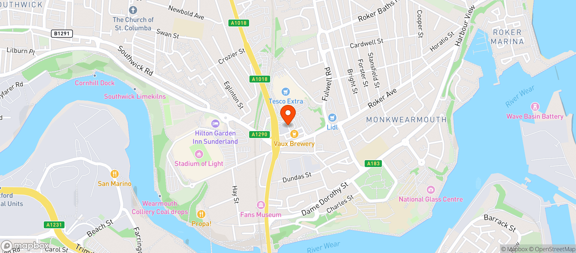 Map showing Tesco