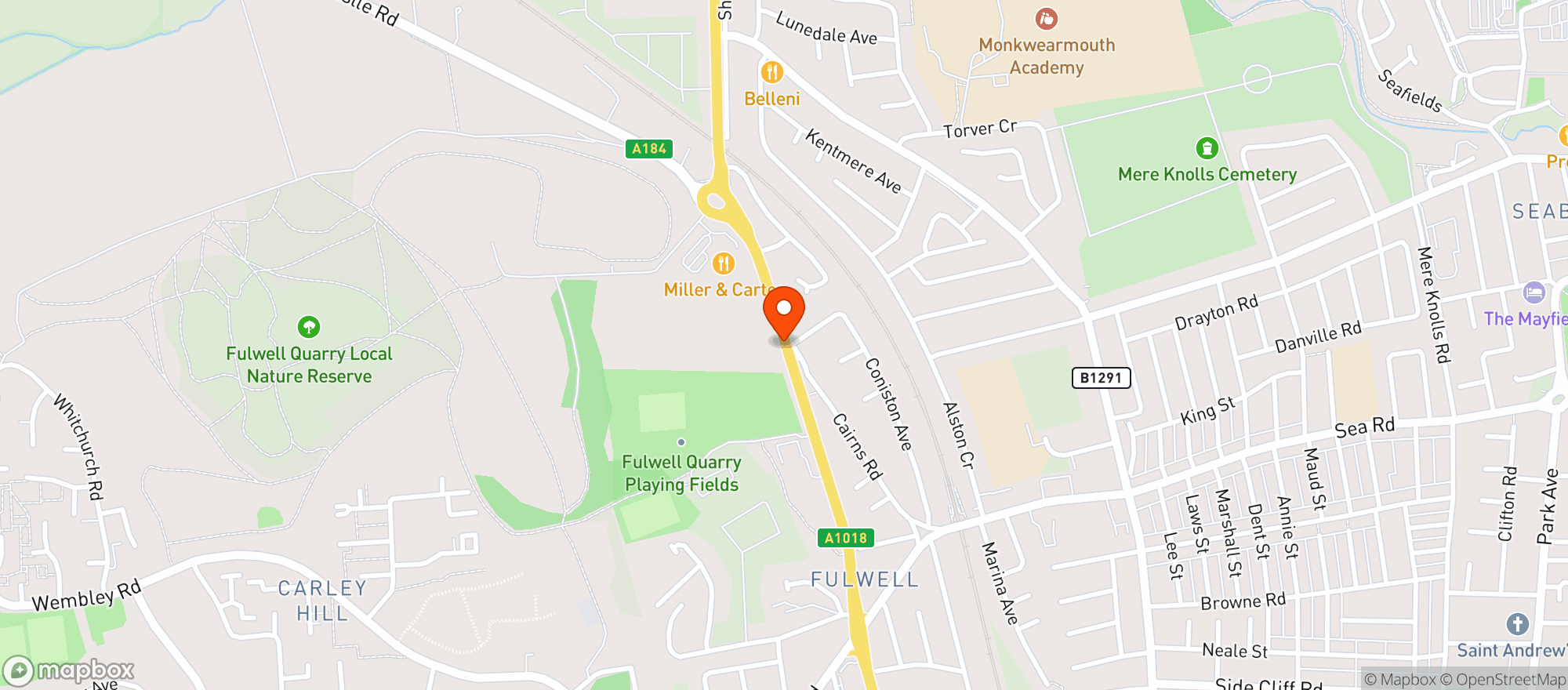 Map showing Miller & Carter - Sunderland