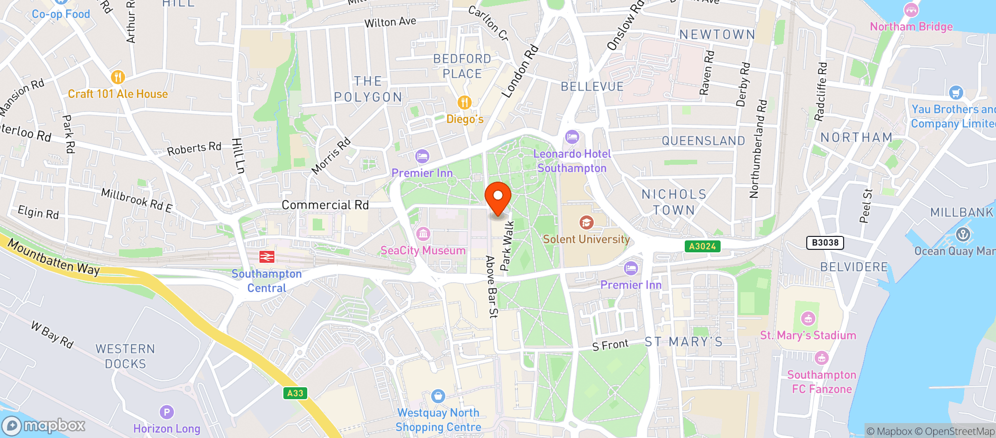 Map showing Scholars Arms (southampton)