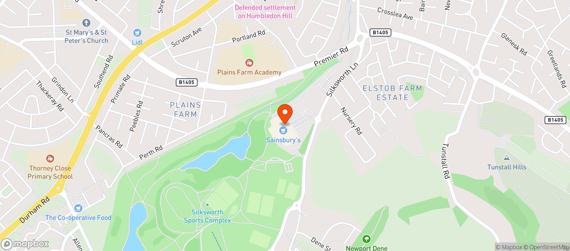 Map showing Sainsbury's Sunderland