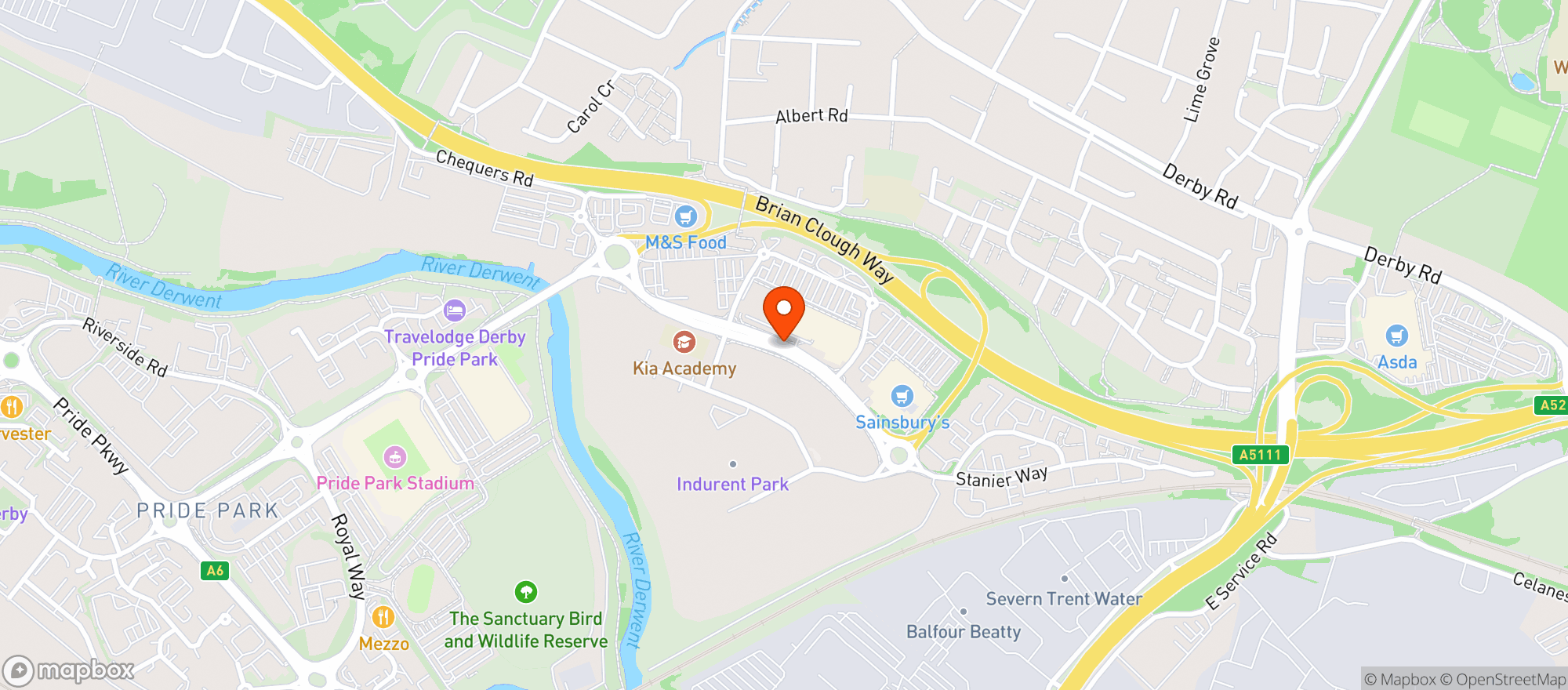 Map showing Sainsburys Chaddesden
