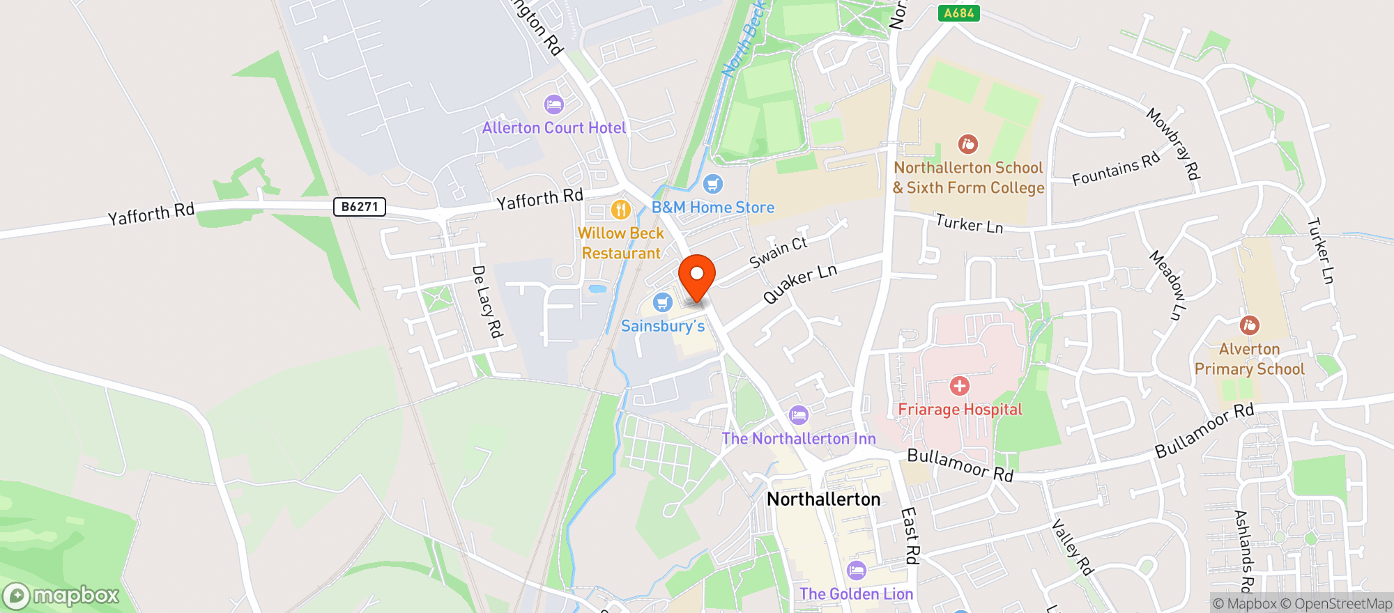 Map showing Sainsburys Northallerton