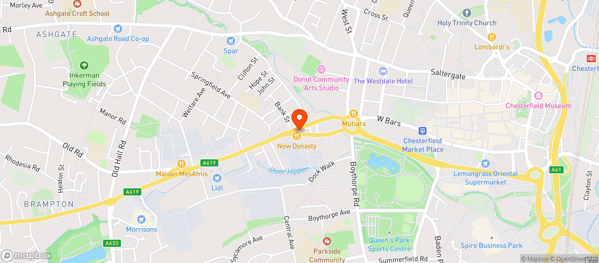 Map showing Majestic Chesterfield